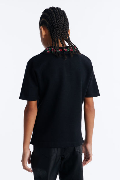 Mini Roses Are Red Short Sleeve Polo - Black