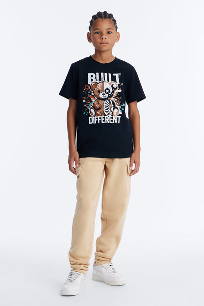 Mini Built Different Cargo Jogger Pant Set - Black/combo
