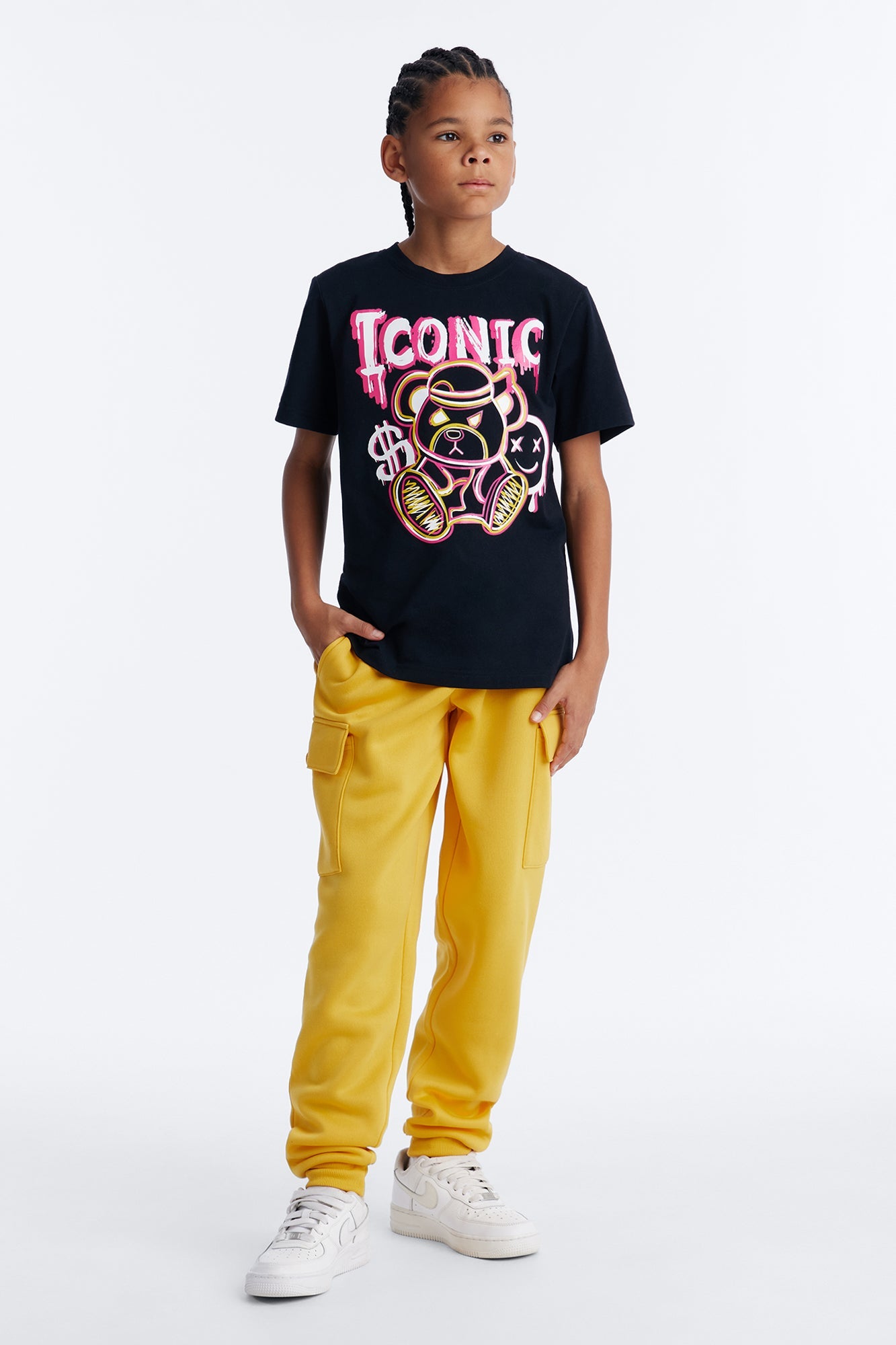 Mini Iconic Cargo Jogger Pant Set - Black/combo