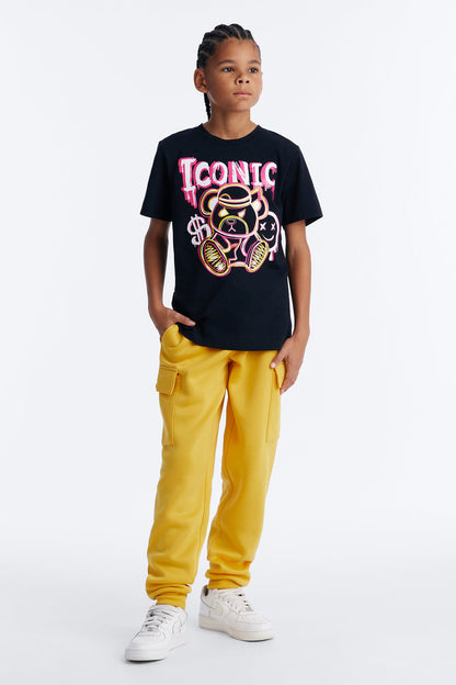 Mini Iconic Cargo Jogger Pant Set - Black/combo