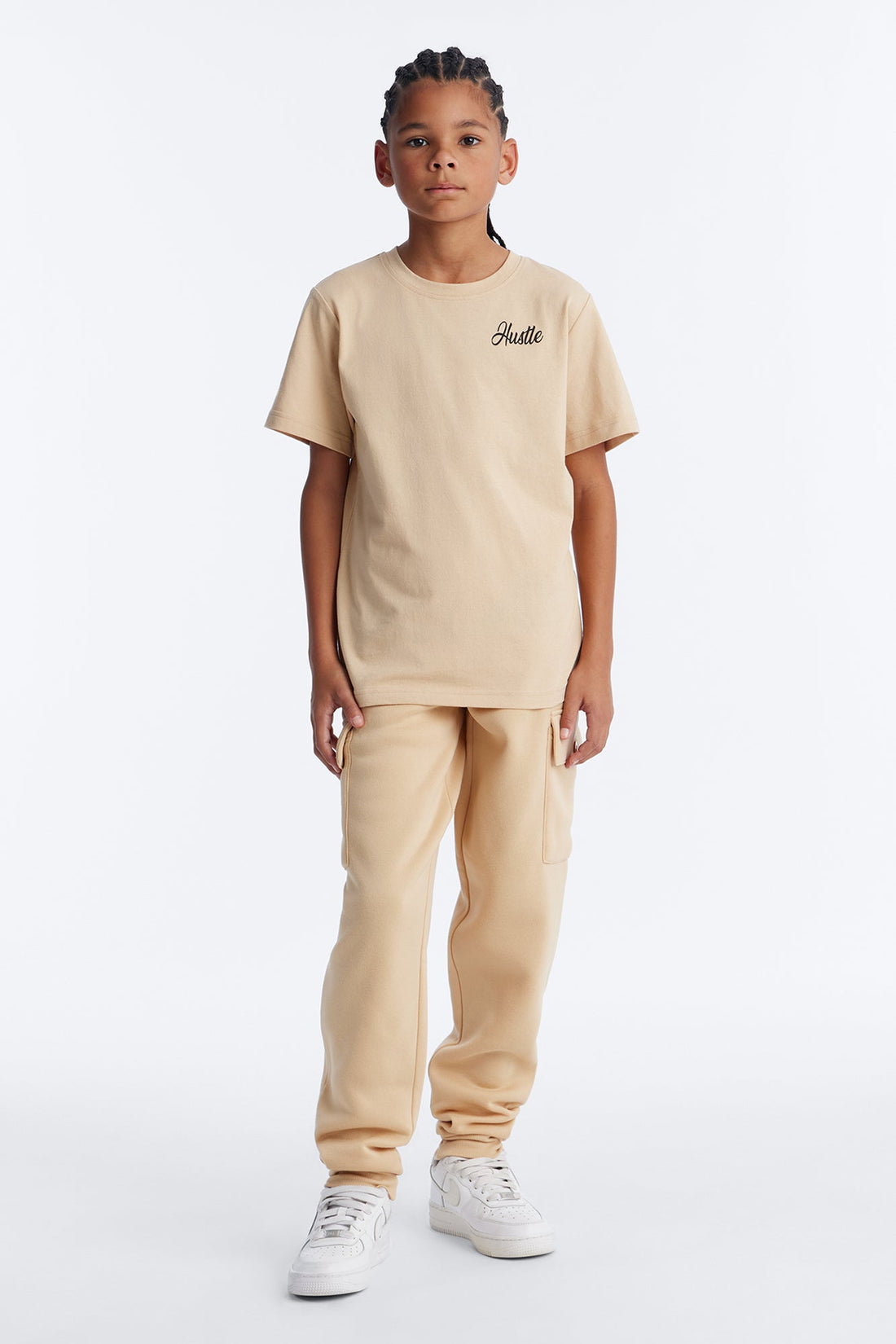 Mini Hustle Hard Cargo Jogger Pant Set - Mocha