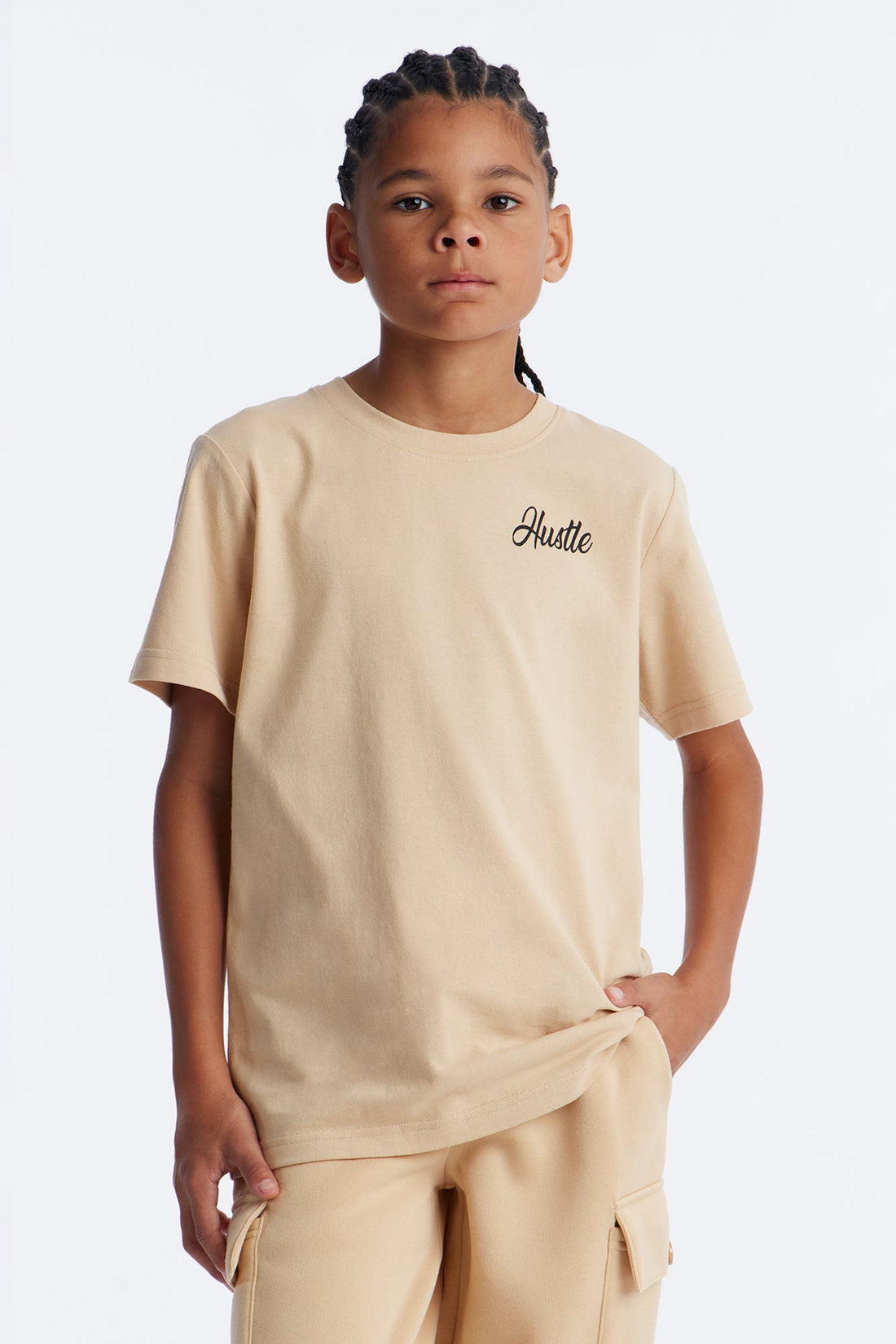 Mini Hustle Hard Cargo Jogger Pant Set - Mocha