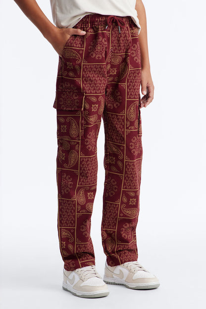 Mini Slim Clinton Hill Mosaic Twill Cargo Pant - Burgundy