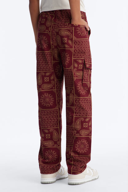 Mini Slim Clinton Hill Mosaic Twill Cargo Pant - Burgundy