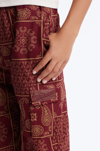 Mini Slim Clinton Hill Mosaic Twill Cargo Pant - Burgundy