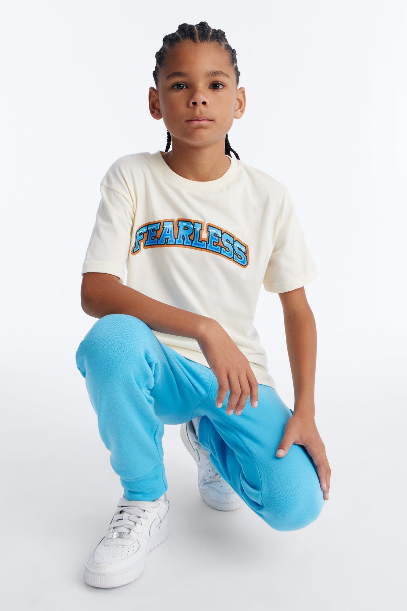 Mini Fearless Forever Cargo Jogger Pant Set - White/combo