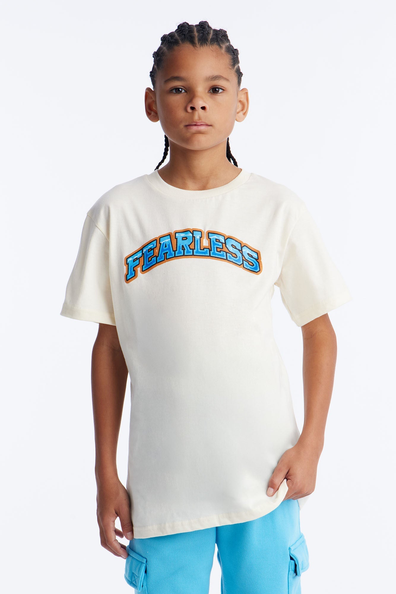 Mini Fearless Forever Cargo Jogger Pant Set - White/combo