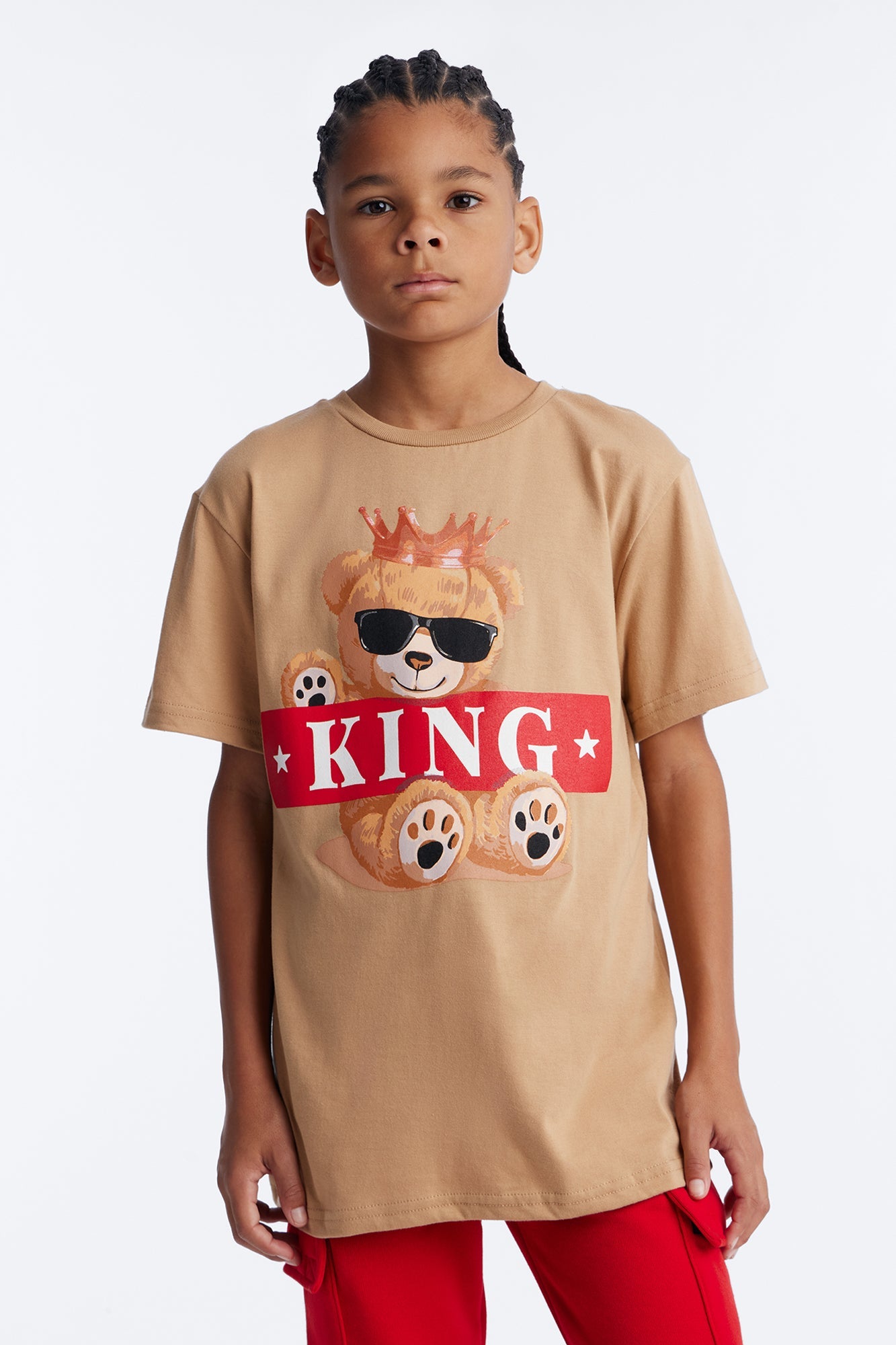 Mini The King Has Arrived Cargo Jogger Pant Set - Cream/combo