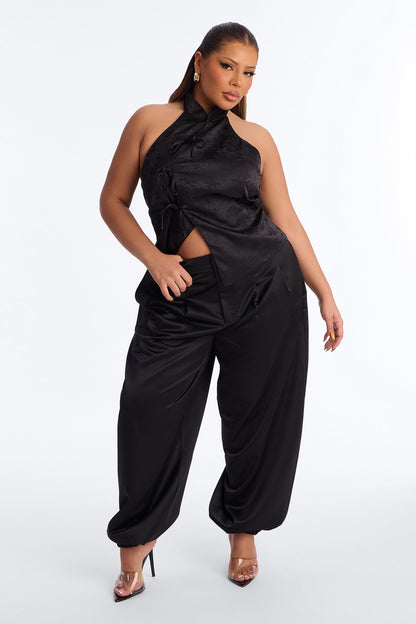 Walk That Talk Satin Balloon Pant 31″ - Black