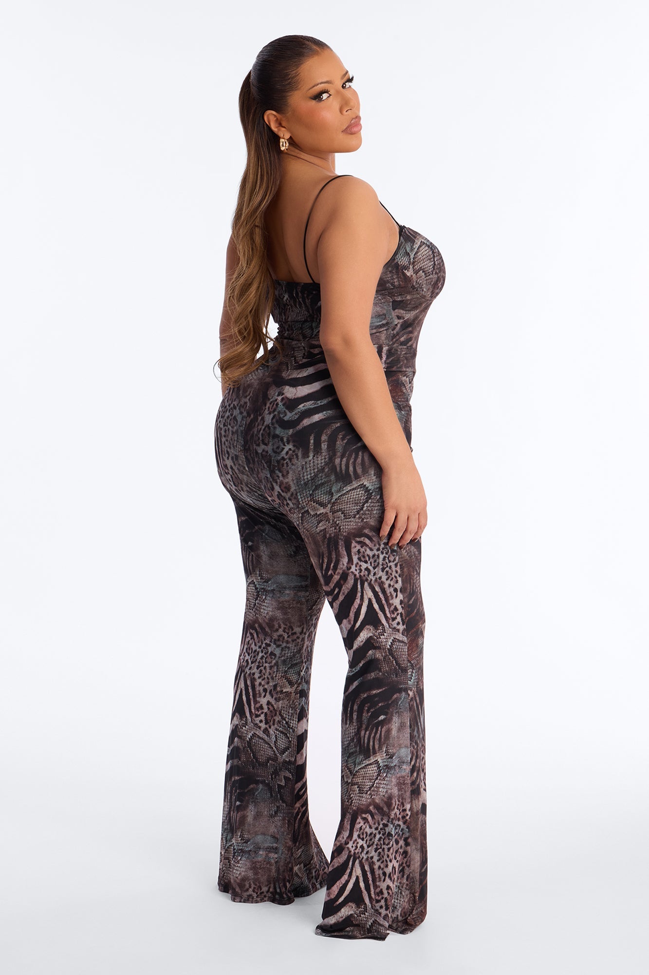 Martina Mesh Jumpsuit - Brown/combo
