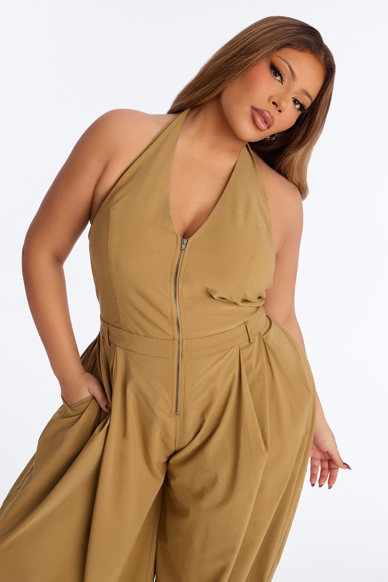 Alyssia Balloon Leg Jumpsuit - Taupe