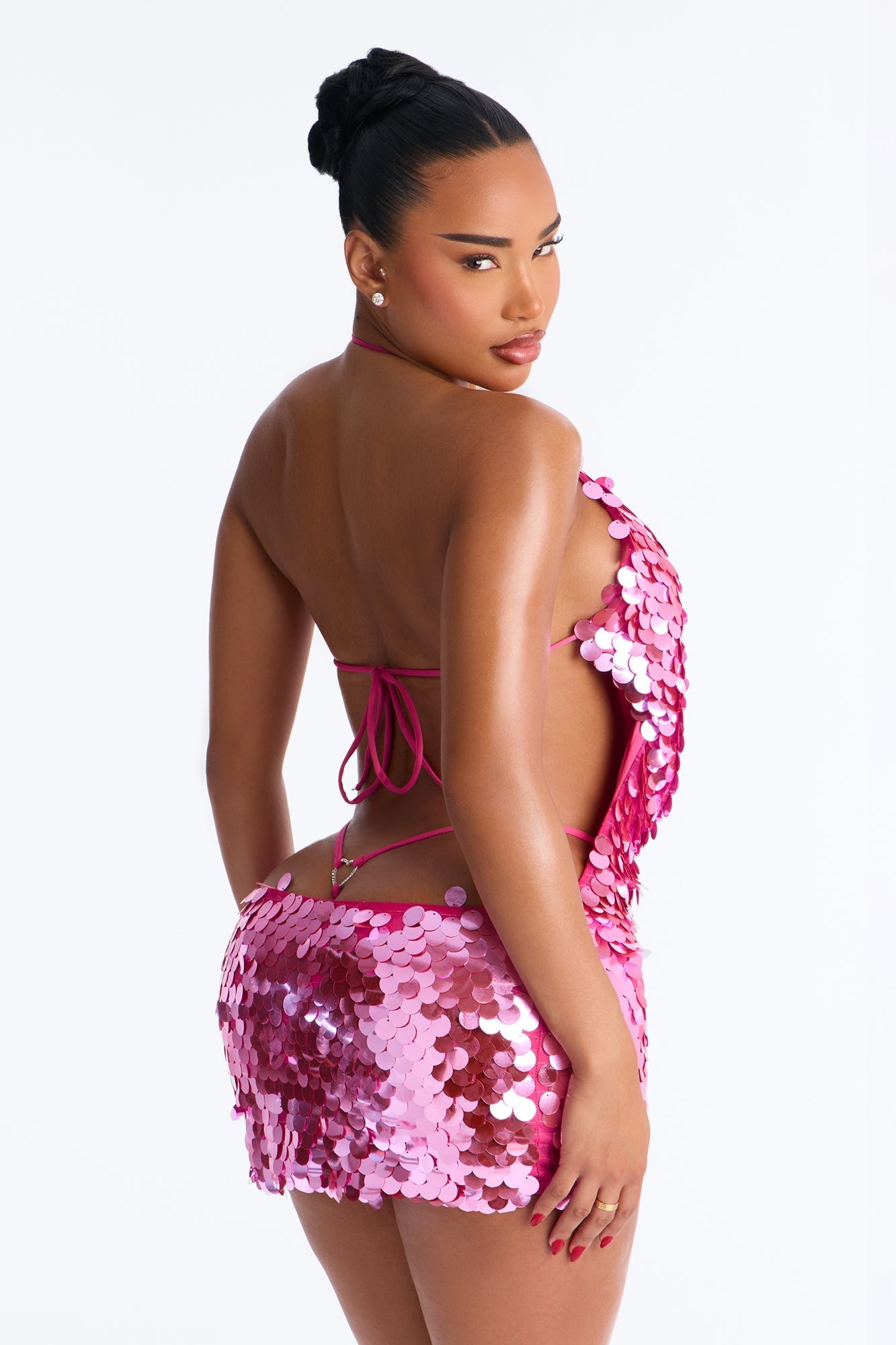 Sweet Like Sin Sequin Chemise Mini Dress - Pink