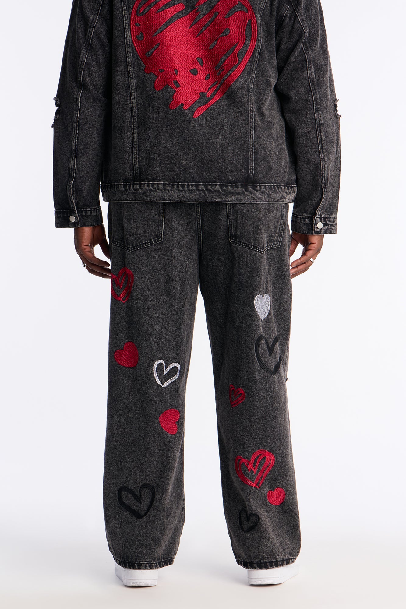 Baggy Hearts In The Air Jean - Black Wash