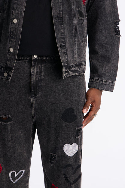 Baggy Hearts In The Air Jean - Black Wash
