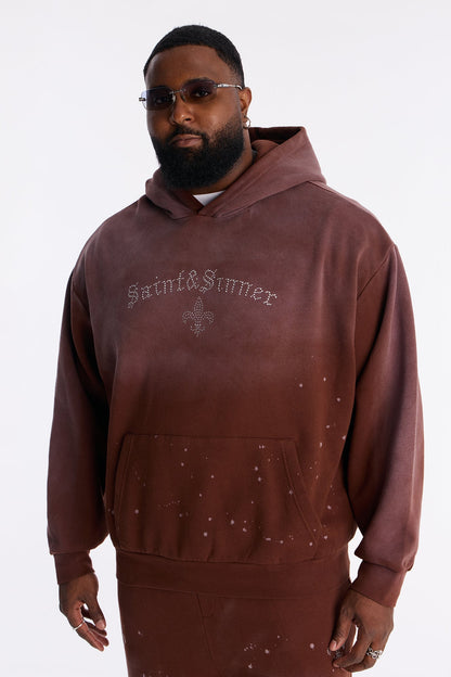 Saints And Sinners Distressed Hoodie - Brown