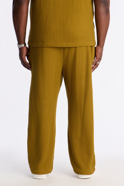 Baggy London Fog Textured Pant - Mustard
