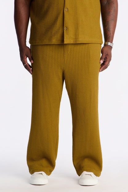 Baggy London Fog Textured Pant - Mustard