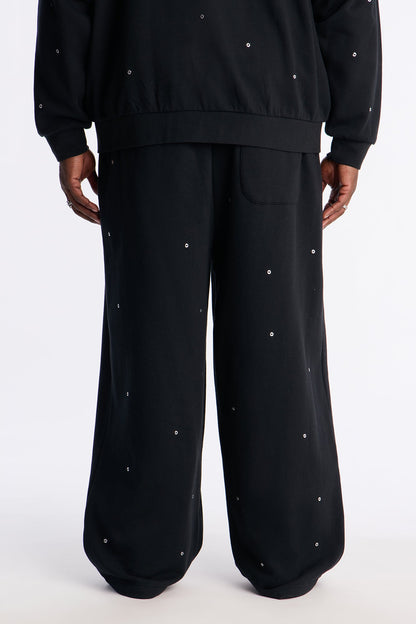 Savage Rhinestone Sweatpants - Black