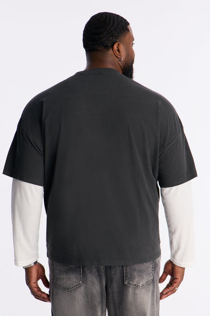 Washed Double Layer Tee - Black Wash