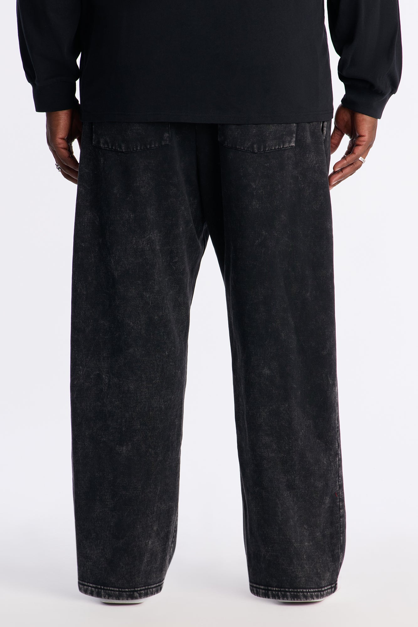 Heavy Wash Straight Sweatpants - Black