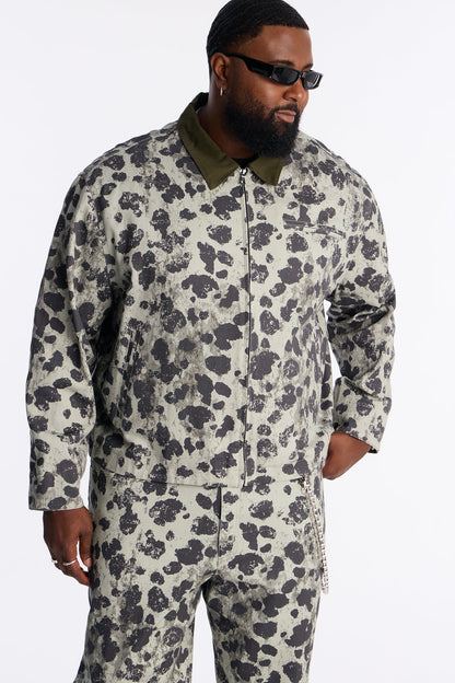 Cropped Grow Through It Zipped Work Jacket - Green