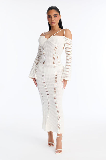 Wanderlust Backless Crochet Maxi Dress - Cream
