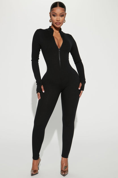 Brielle Rib Jumpsuit - Black