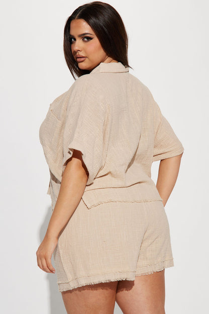 Easy Breezy Linen Short Set - Taupe