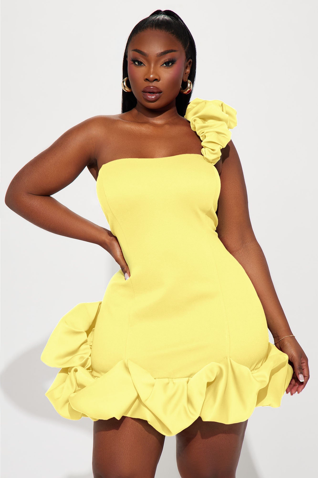 Wilma Ruffle Mini Dress - Butter Yellow