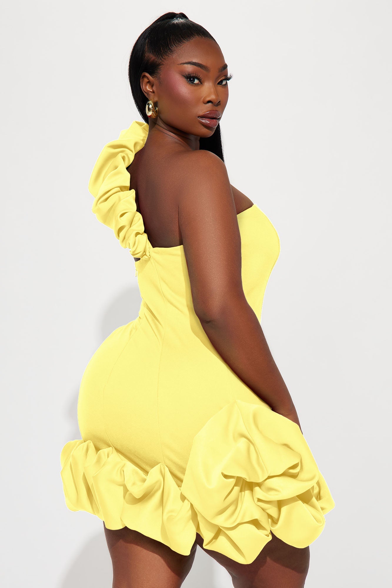 Wilma Ruffle Mini Dress - Butter Yellow
