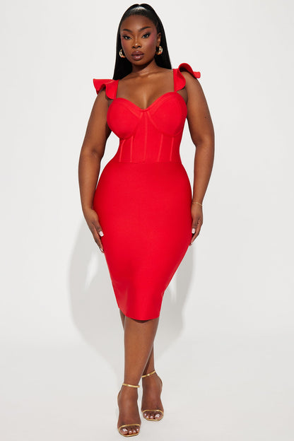 Alani Bandage Midi Dress - Red
