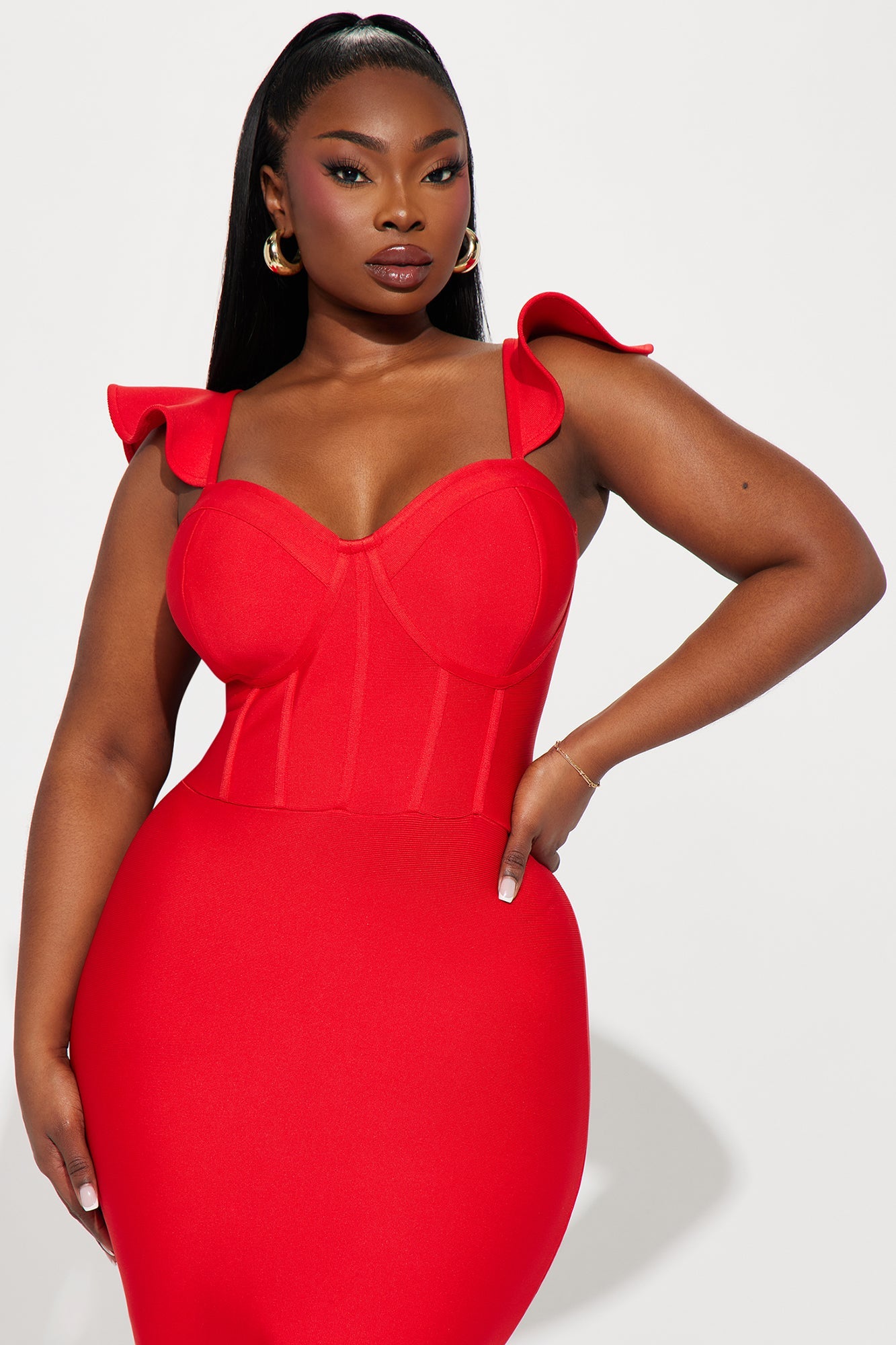 Alani Bandage Midi Dress - Red