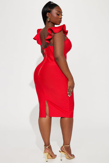 Alani Bandage Midi Dress - Red