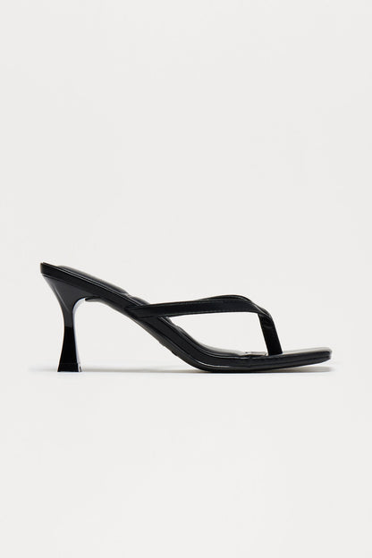 Blue Thong Mules - Black