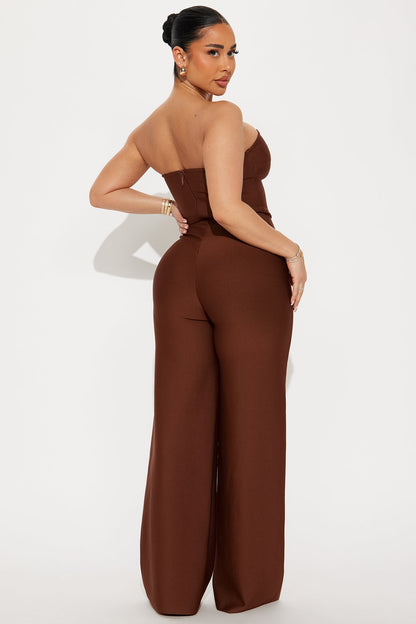 Someone To You Bandage Jumpsuit - Chocolate