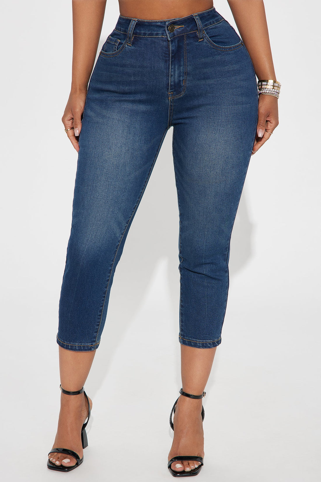 Wait Up Stretch Denim Capris - Dark Wash