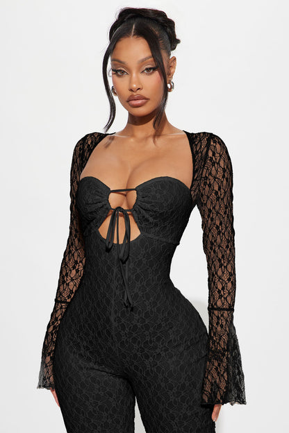 Saffron Lace Jumpsuit - Black