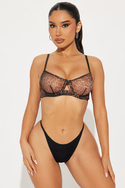 Just My Prey Leopard Mesh Unlined Demi Bra - Leopard