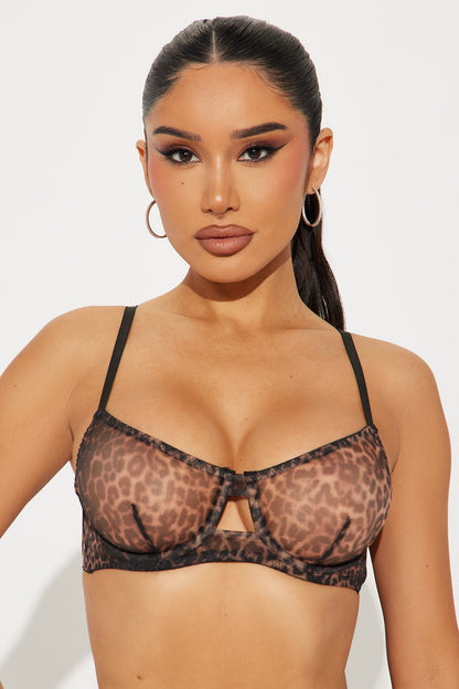Just My Prey Leopard Mesh Unlined Demi Bra - Leopard
