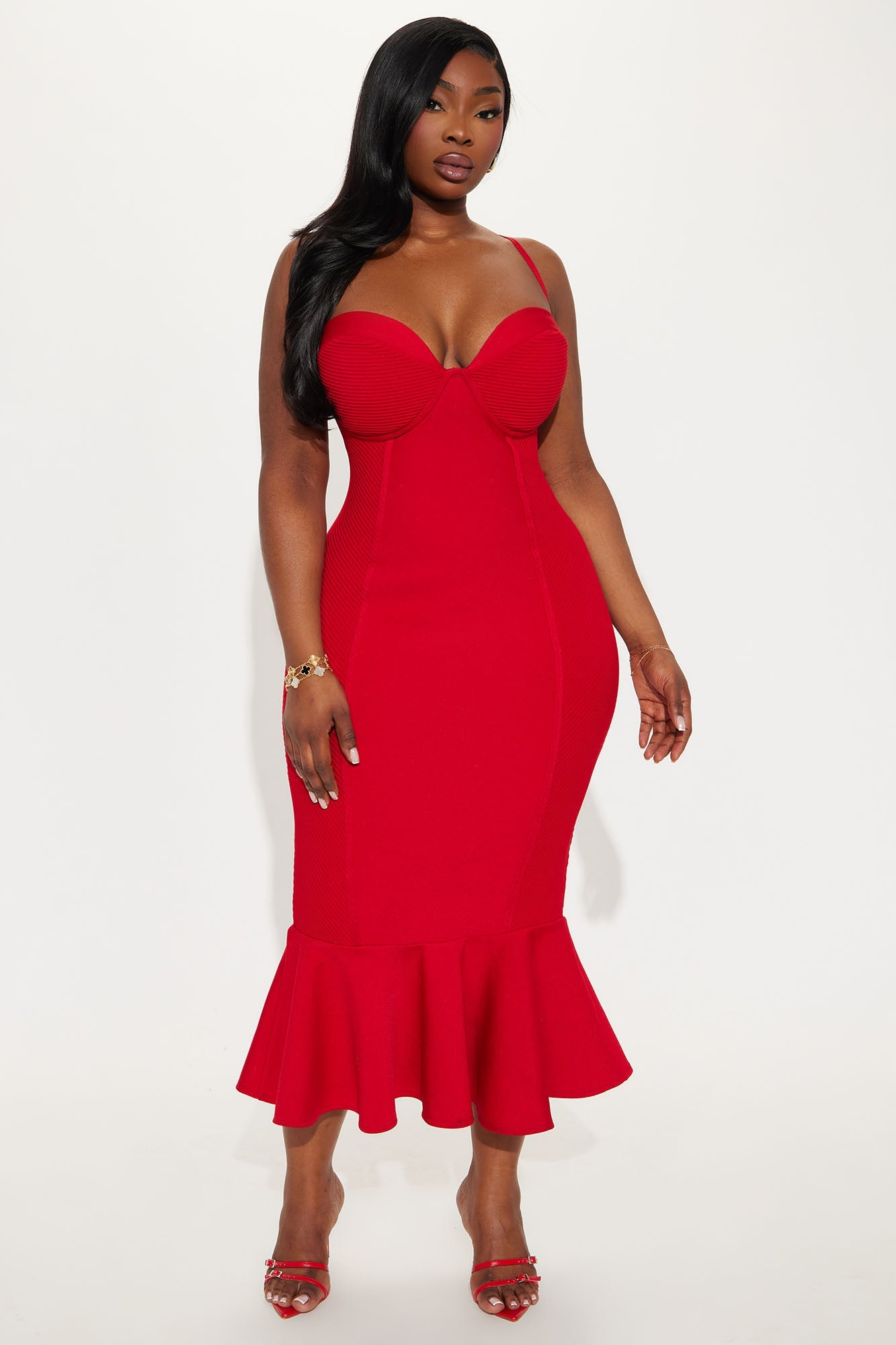 Speak The Truth Bandage Midi Dress - Red