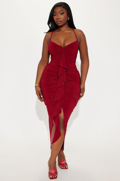 Gloria Midi Dress - Wine