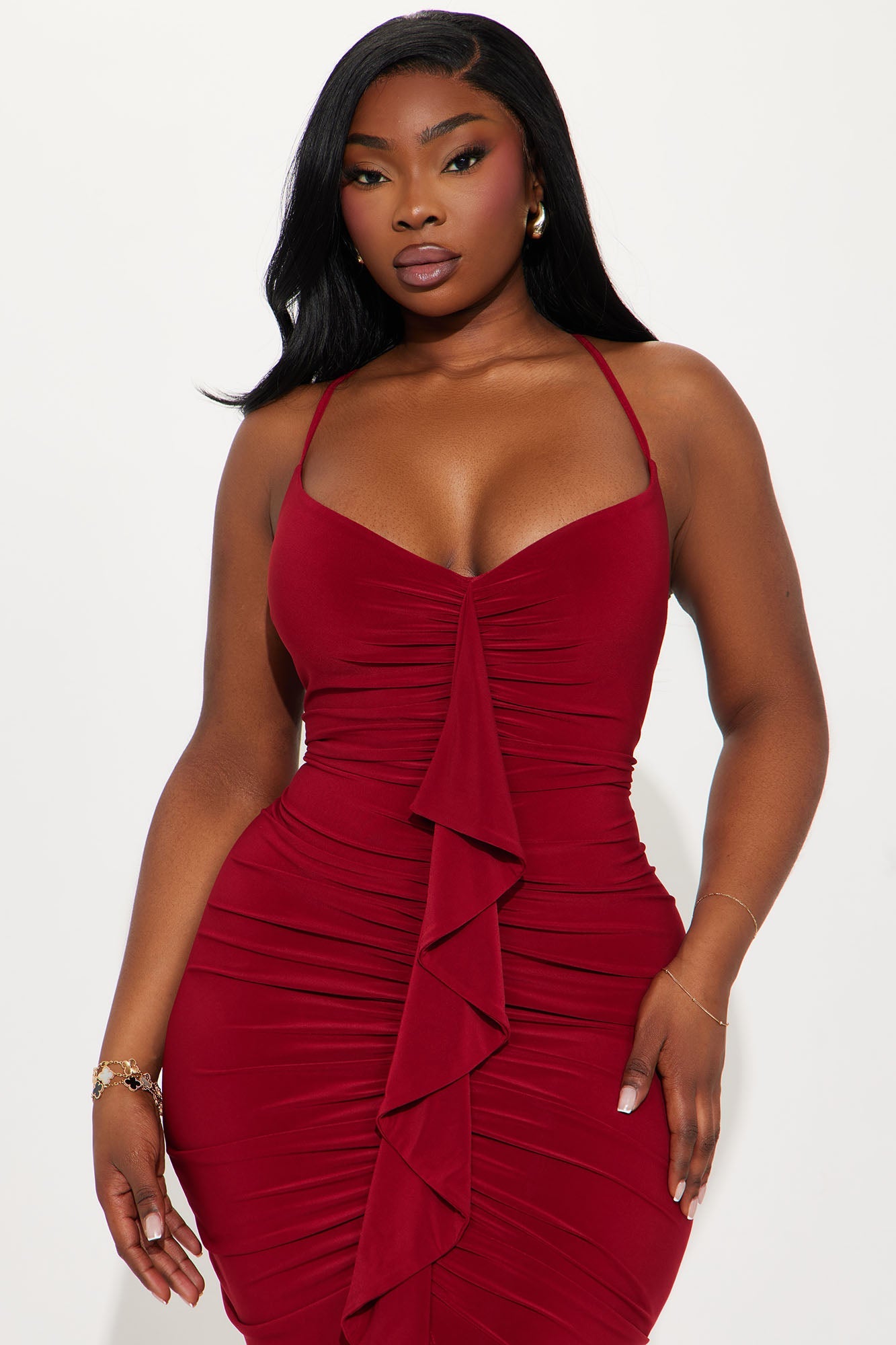 Gloria Midi Dress - Wine