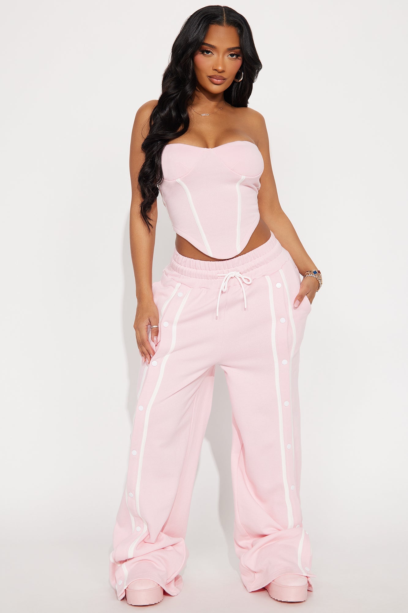 Sara Fleece Track Pant Set - Pink