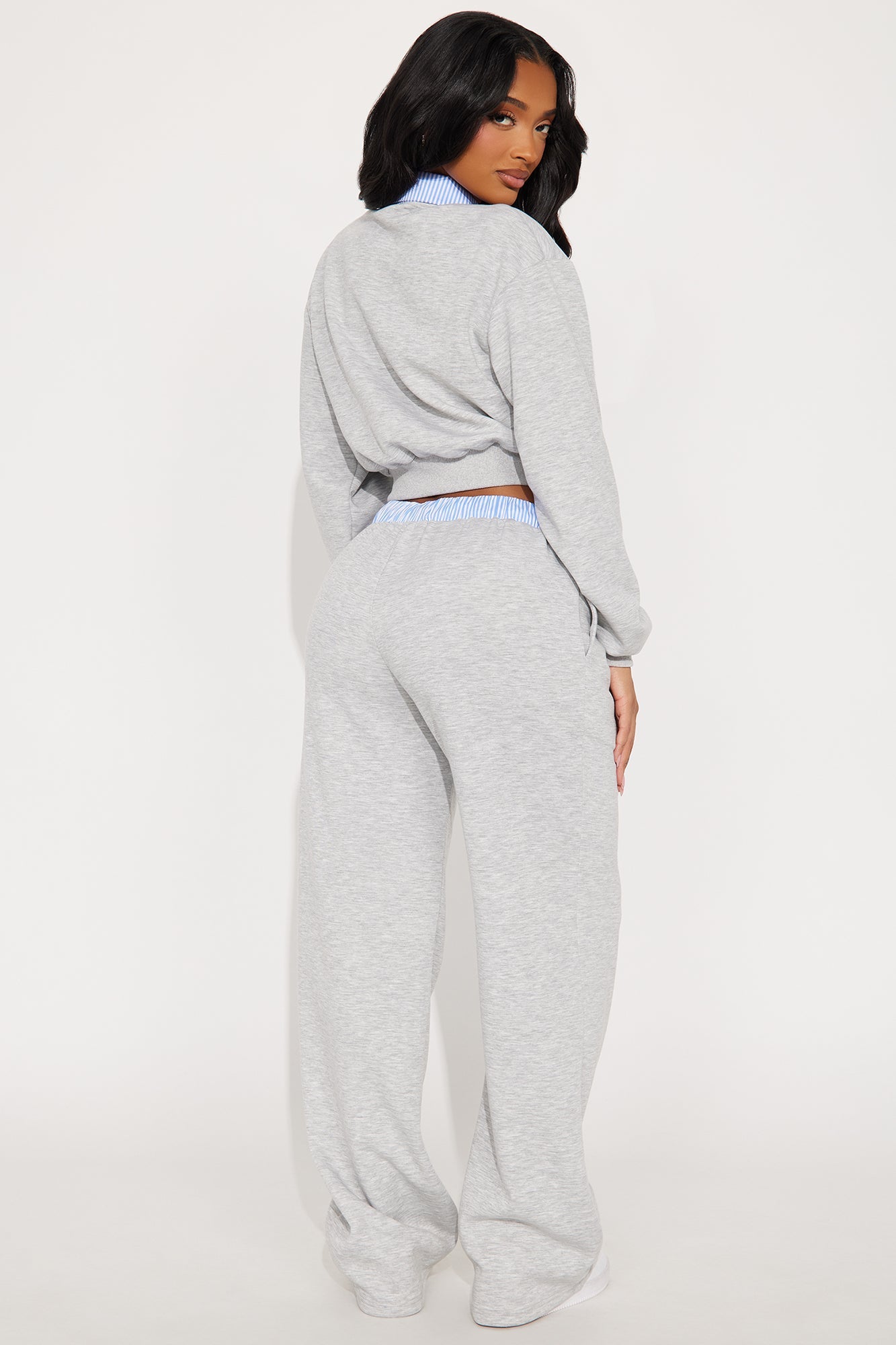 Riley Double Waistband Pant Set - Heather Grey