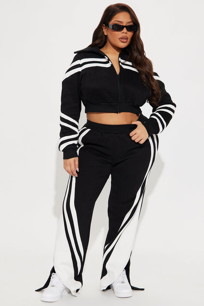 Zoe Fleece Pant Set - Black/combo