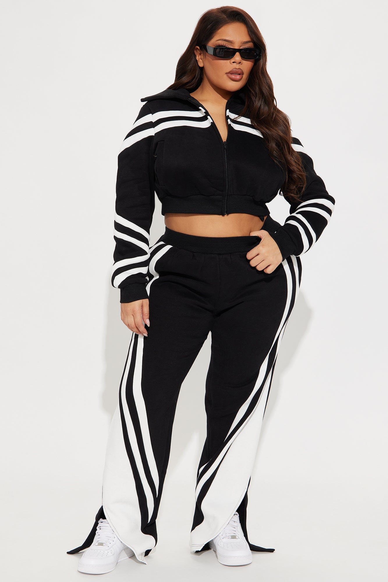 Zoe Fleece Pant Set - Black/combo