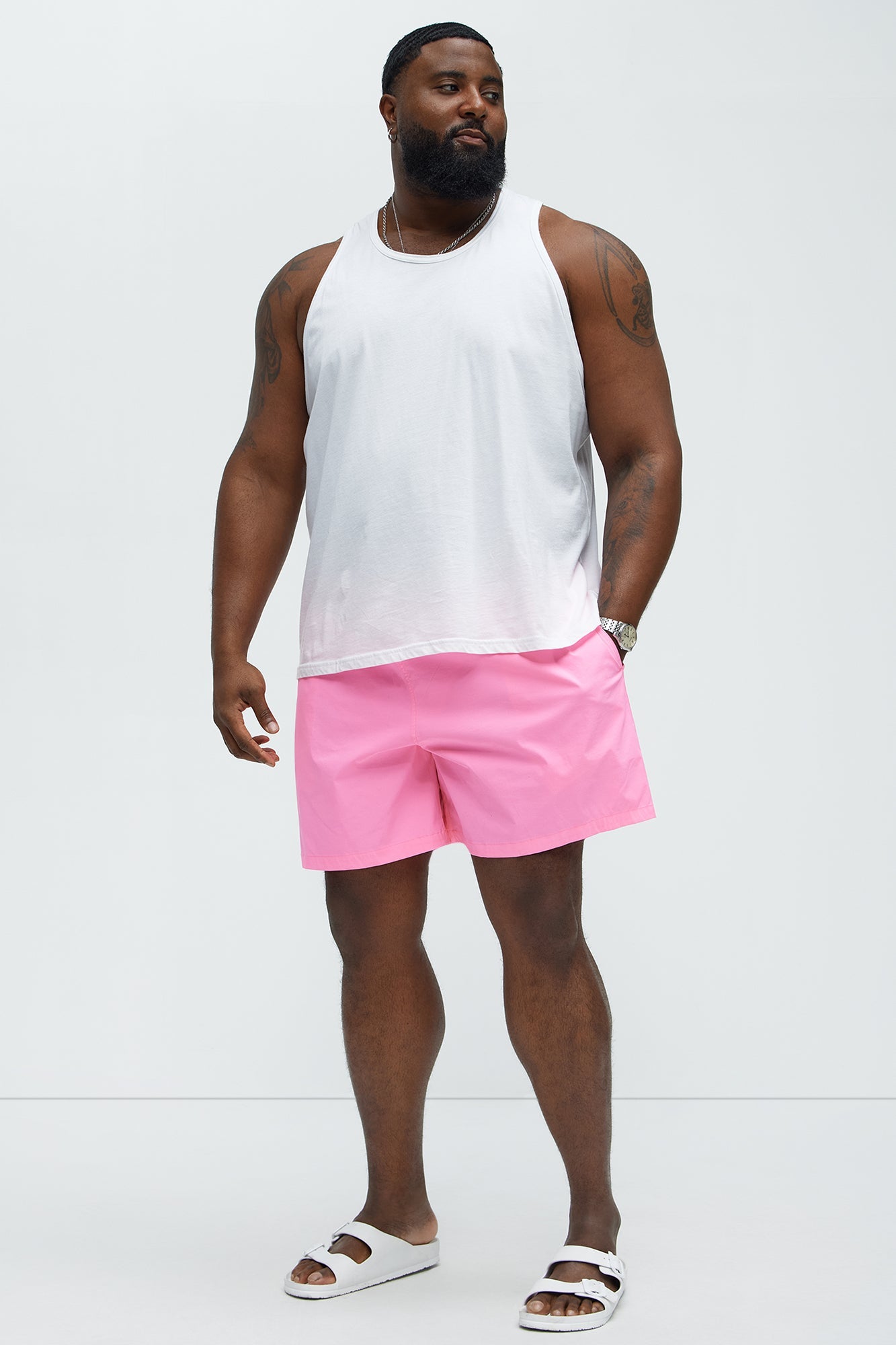 Montez Stretch Swim Trunk 7″ - Neon Pink