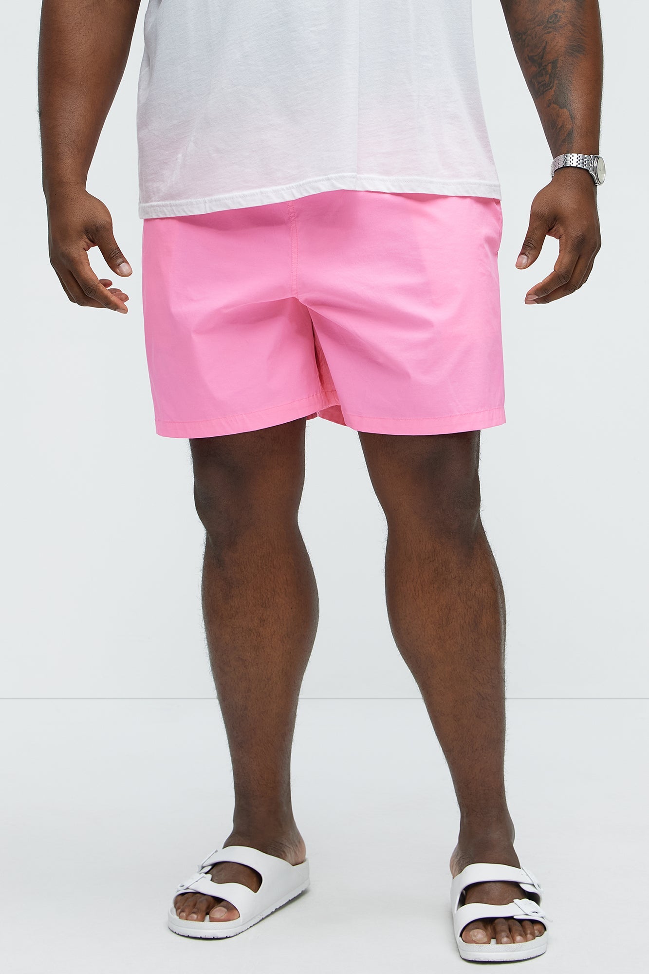 Montez Stretch Swim Trunk 7″ - Neon Pink