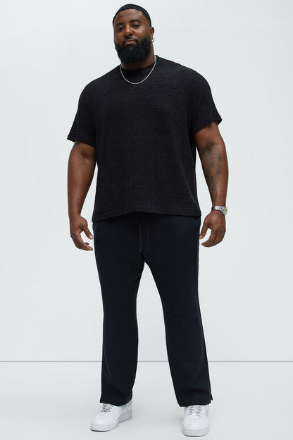 Geo Chenille Knit Crewneck Tee - Black