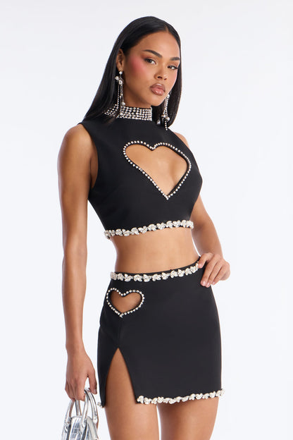 Not Your Valentine Skirt Set - Black